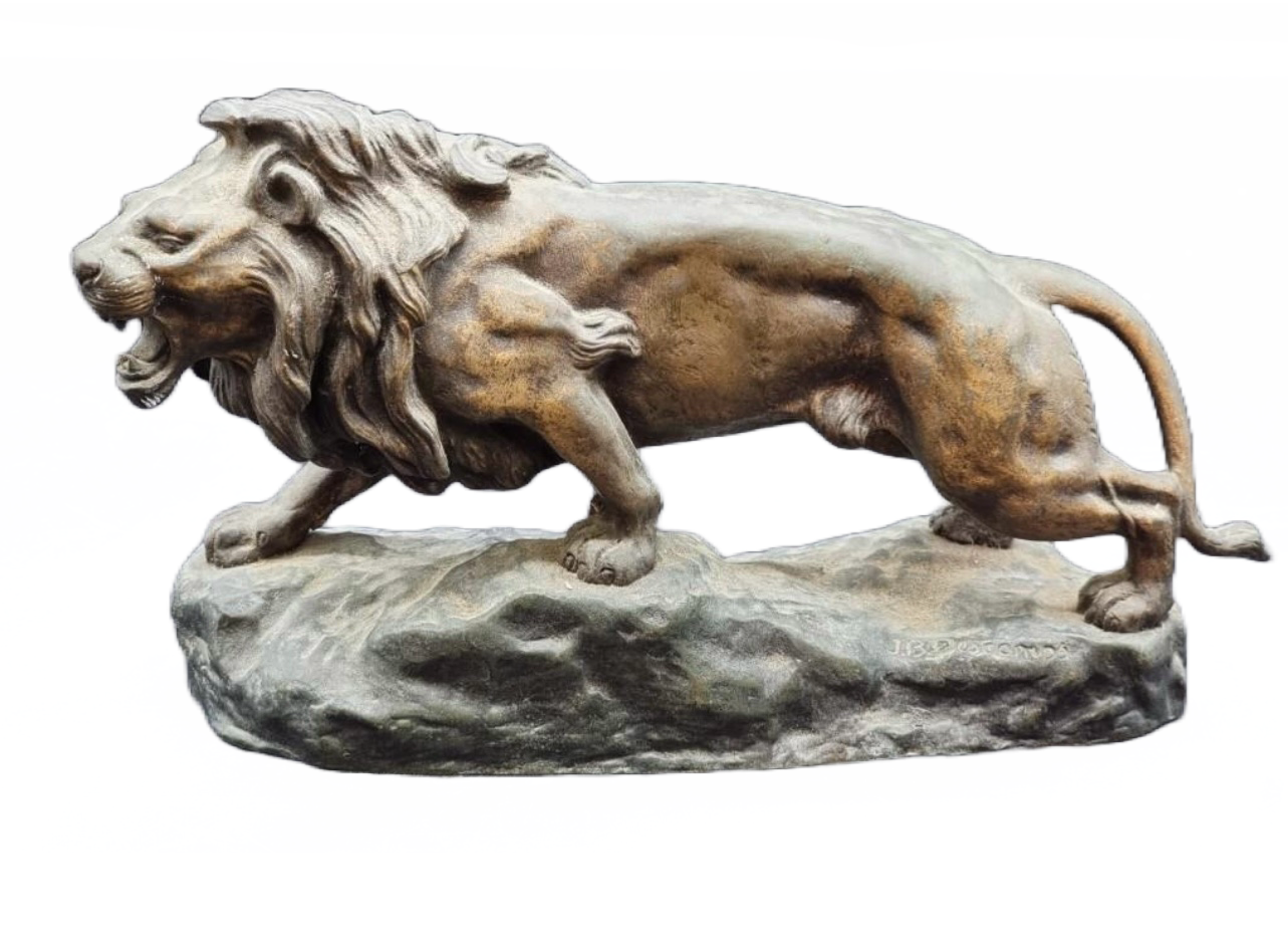 Jean-Baptiste Descomps Bronze Sculpture “Lion Rugissant” Signed