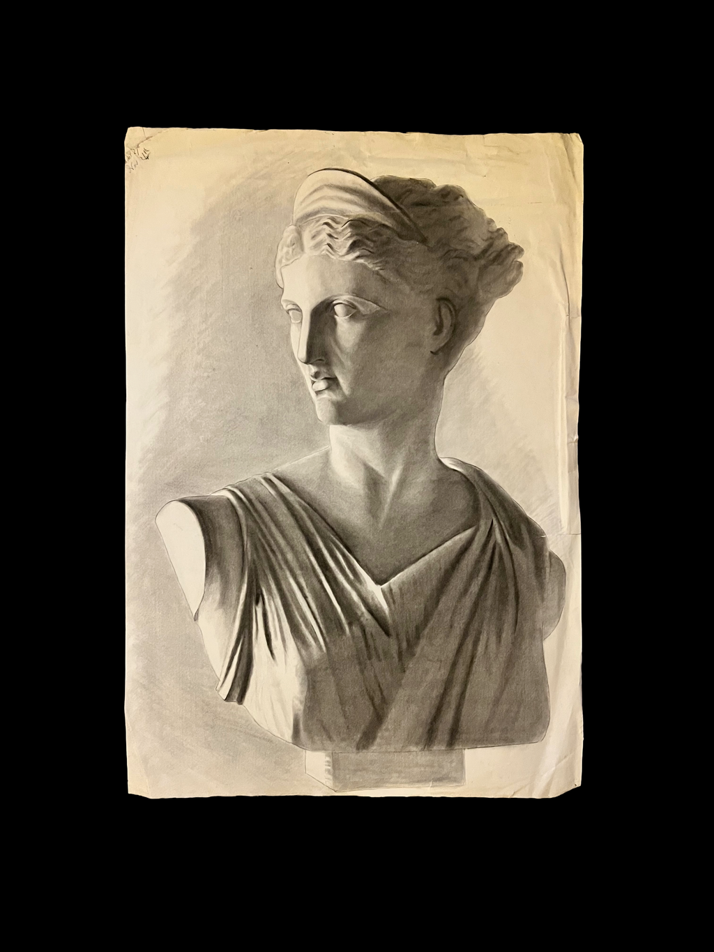 19th Century Antique Academic Drawing Of Artemis Greek Figure 1880s