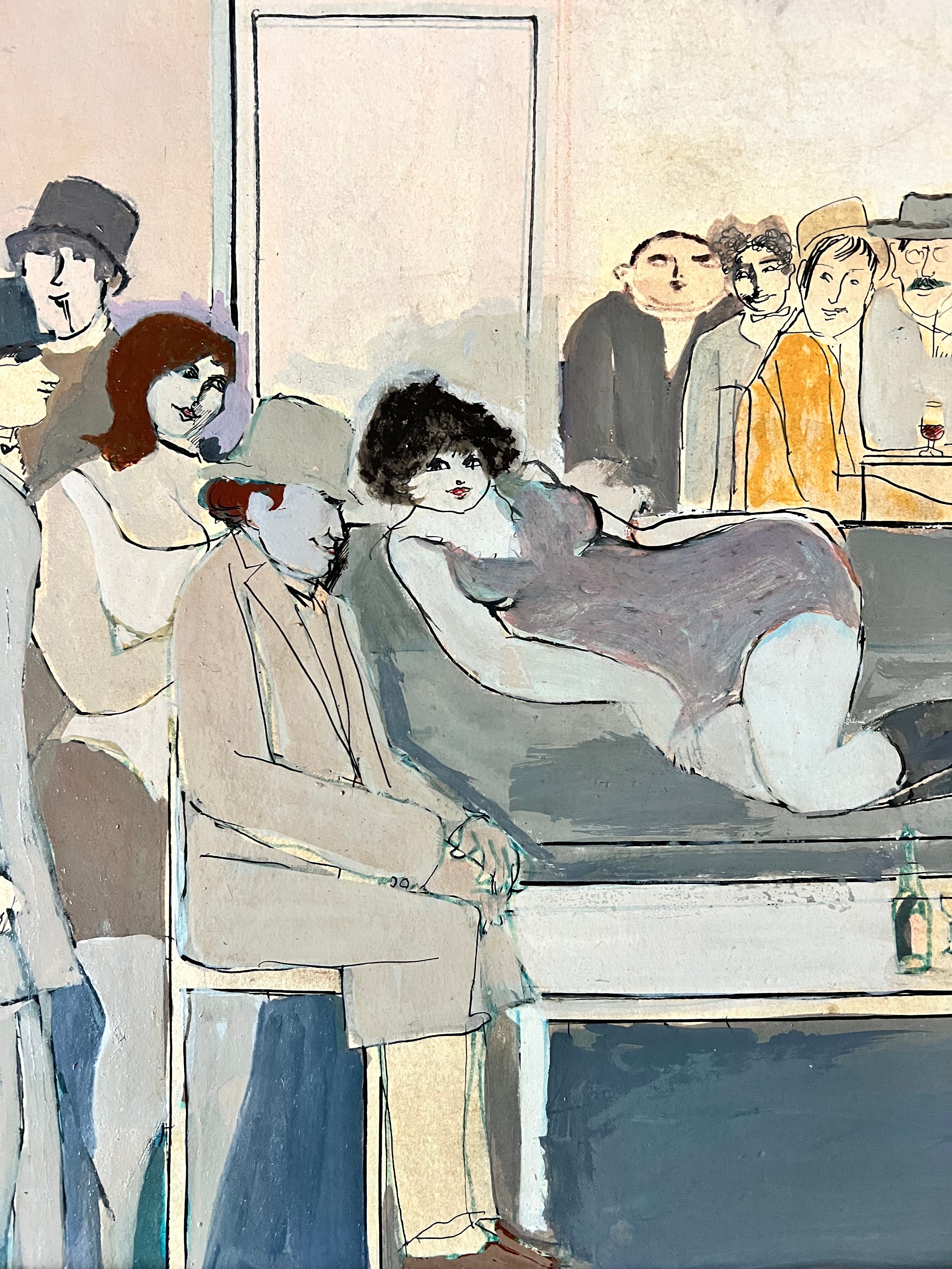 David Schneuer (1905-1988) Original Oil Painting, Party Scene