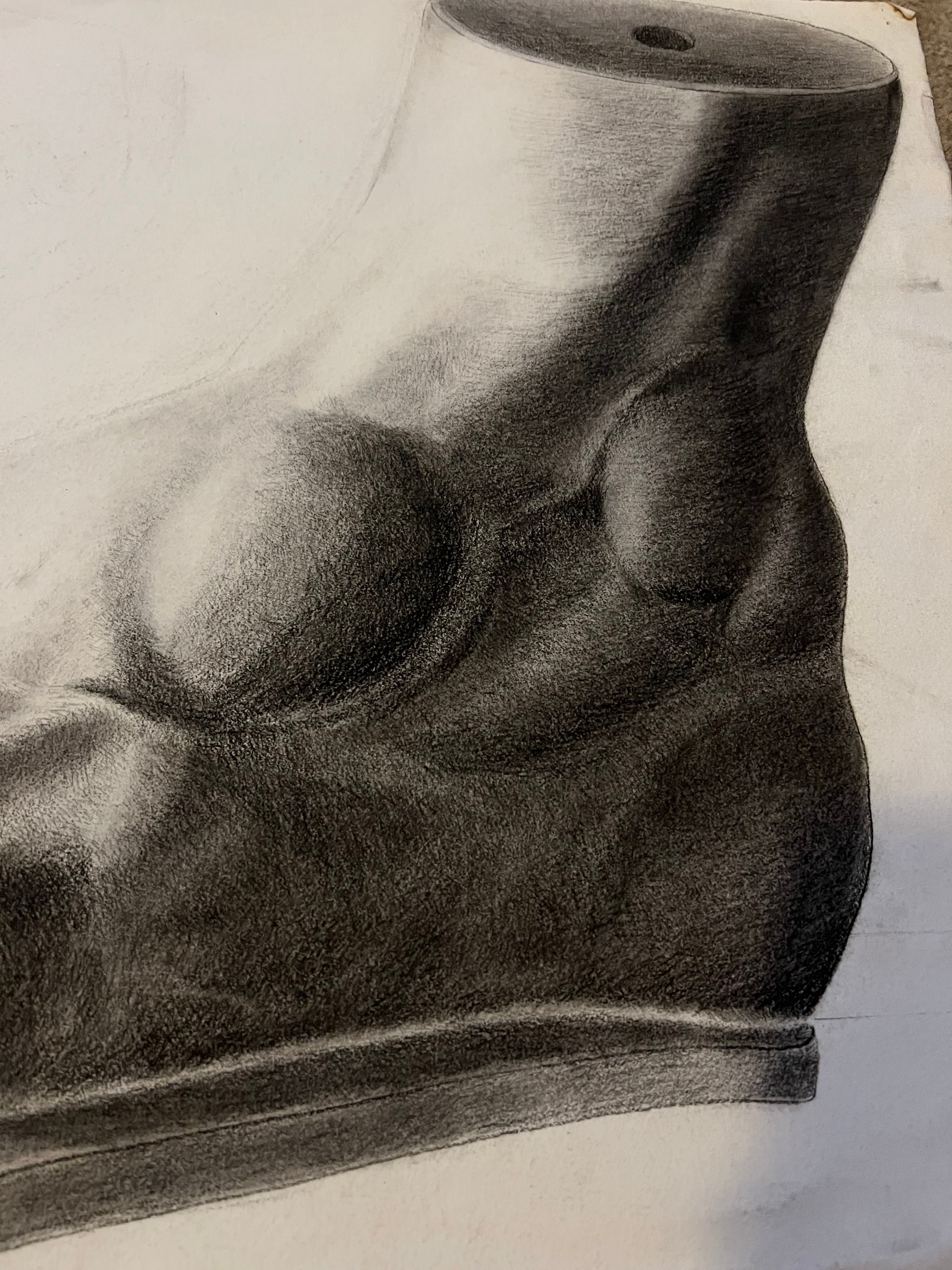 19th Century Antique Academic Drawing Of Hercules Foot 1880s Art