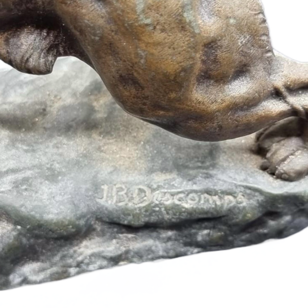 Jean-Baptiste Descomps Bronze Sculpture “Lion Rugissant” Signed