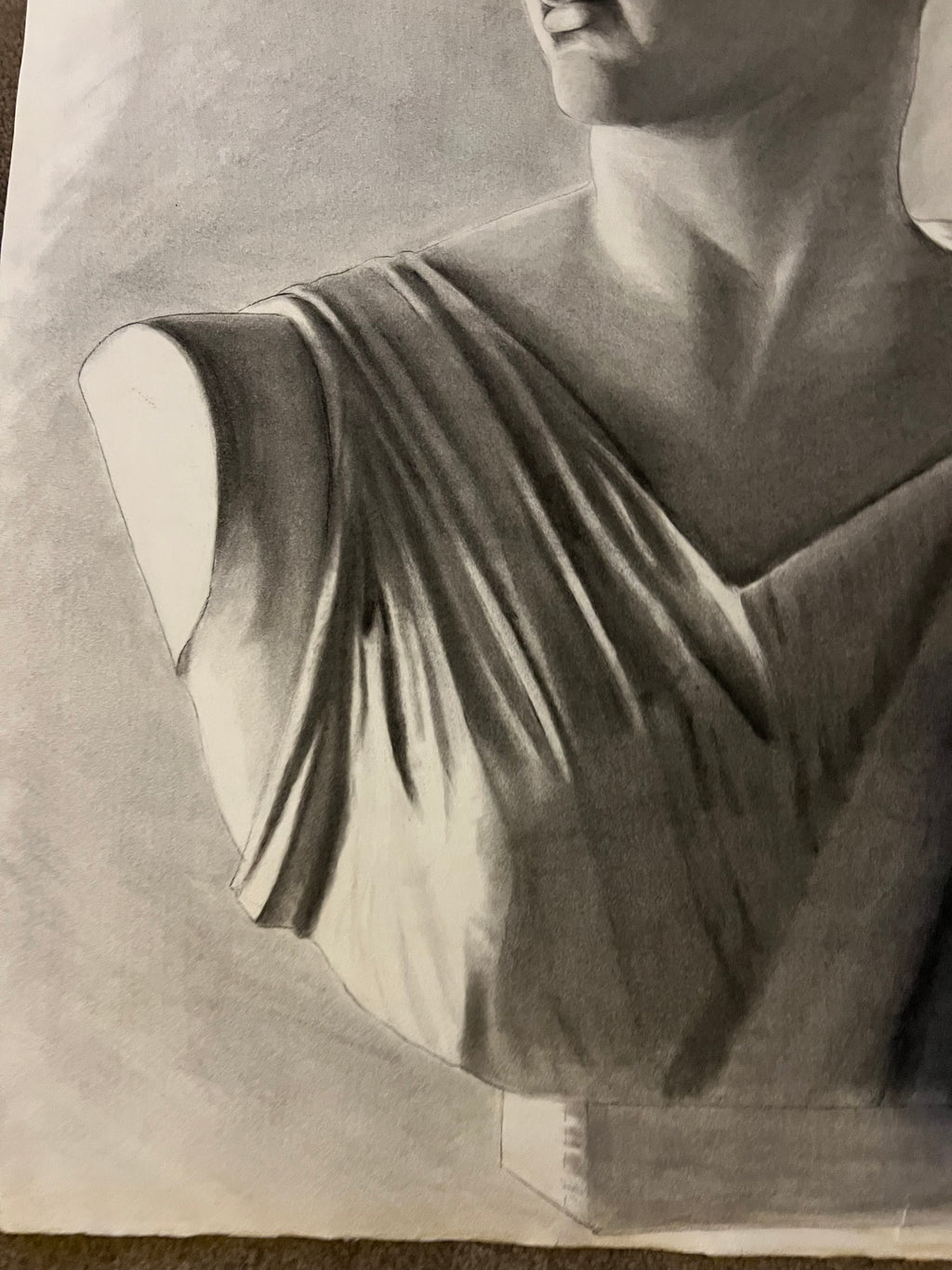 19th Century Antique Academic Drawing Of Artemis Greek Figure 1880s