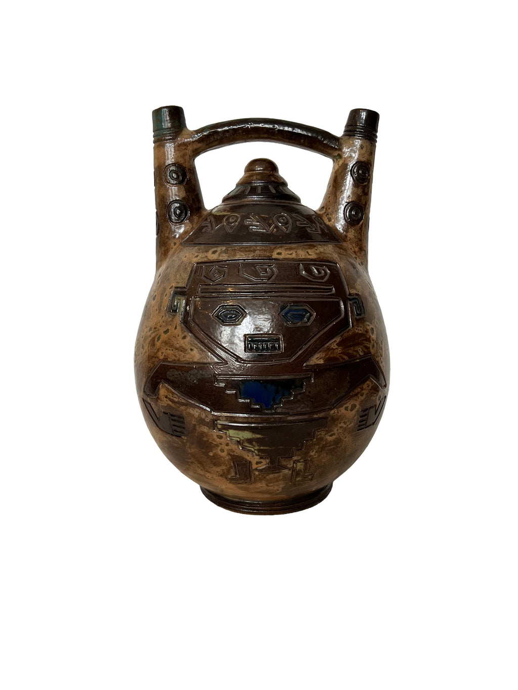 Double-Sided Decor Salt-Glaze Stoneware Vase By Roger Guérin c.1940