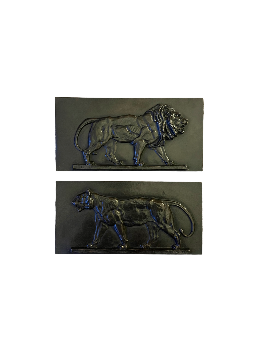 A Pair Of Bronze Relief Plaques By Bennes, After Barye