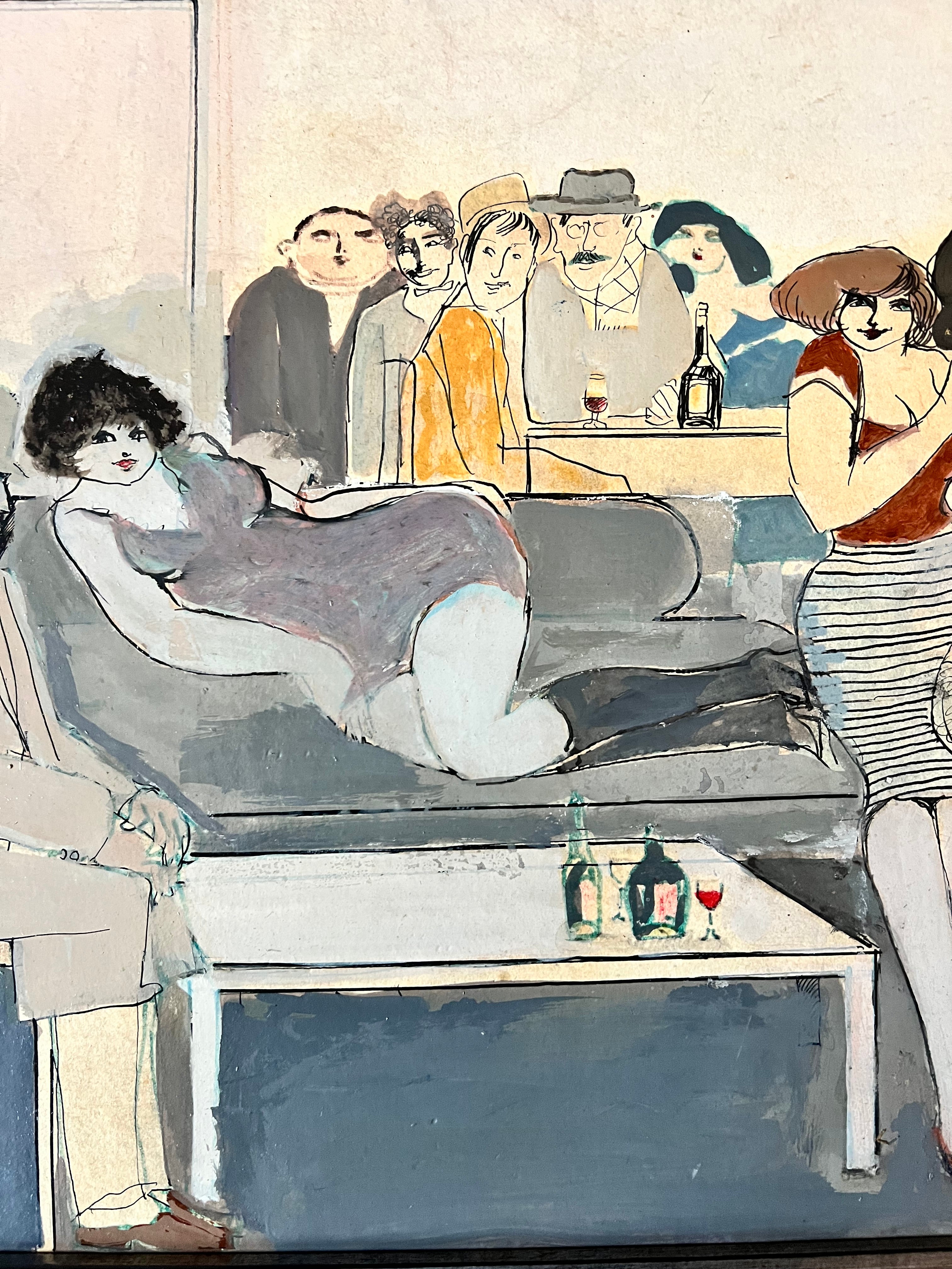 David Schneuer (1905-1988) Original Oil Painting, Party Scene