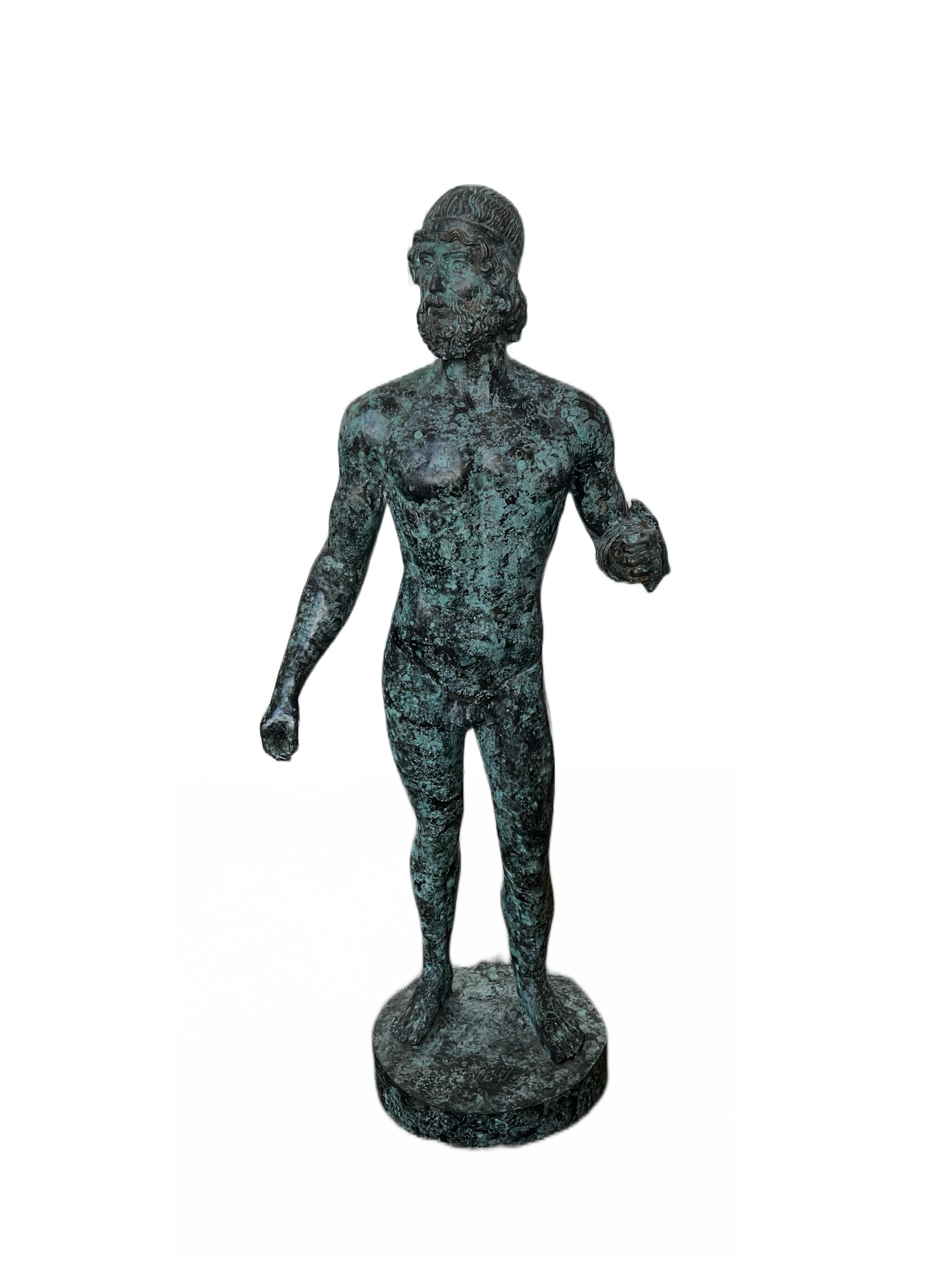 Large Grand Tour Style Bronze Sculpture Of The Riace Warrior Signed