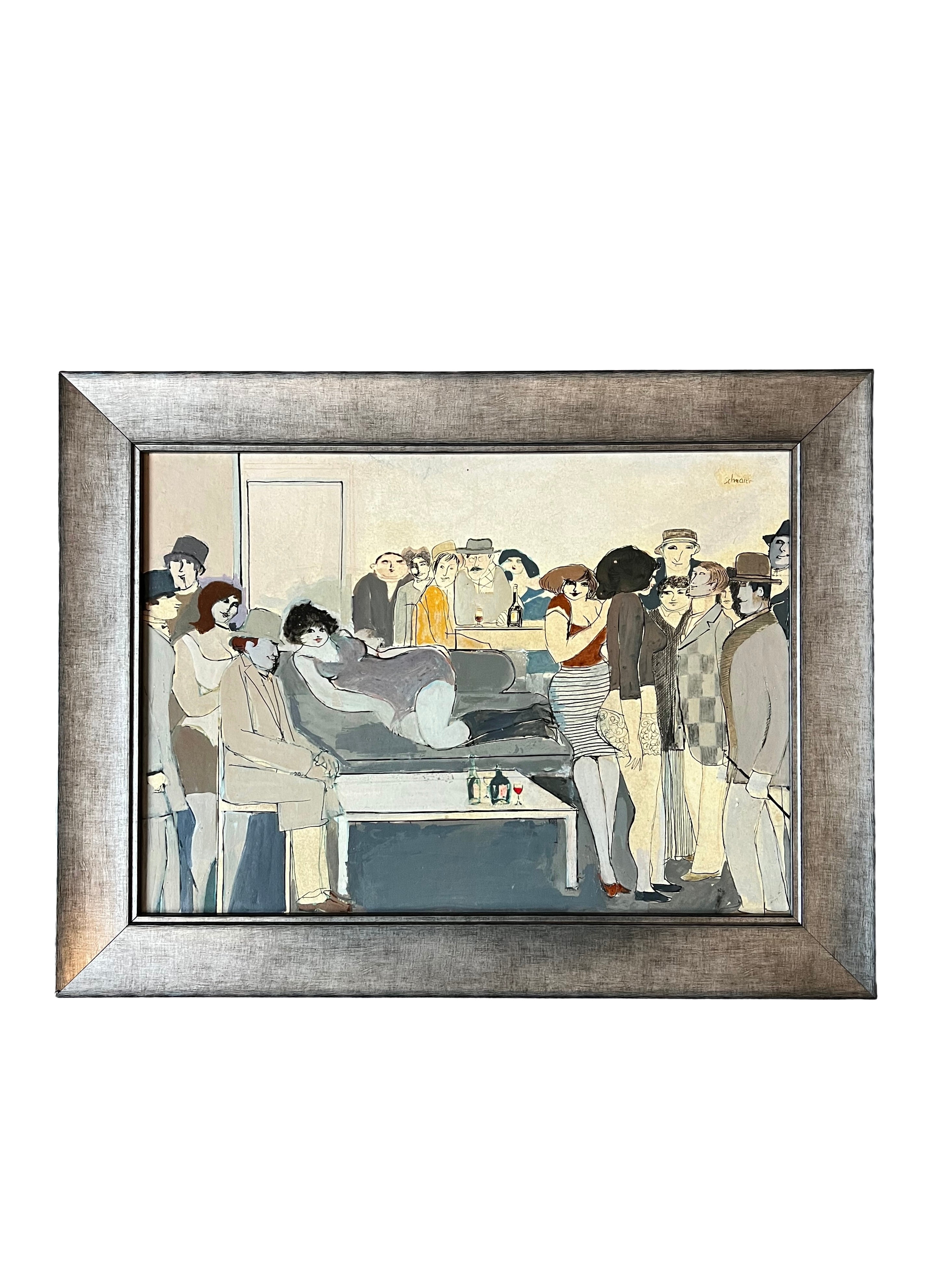 David Schneuer (1905-1988) Original Oil Painting, Party Scene