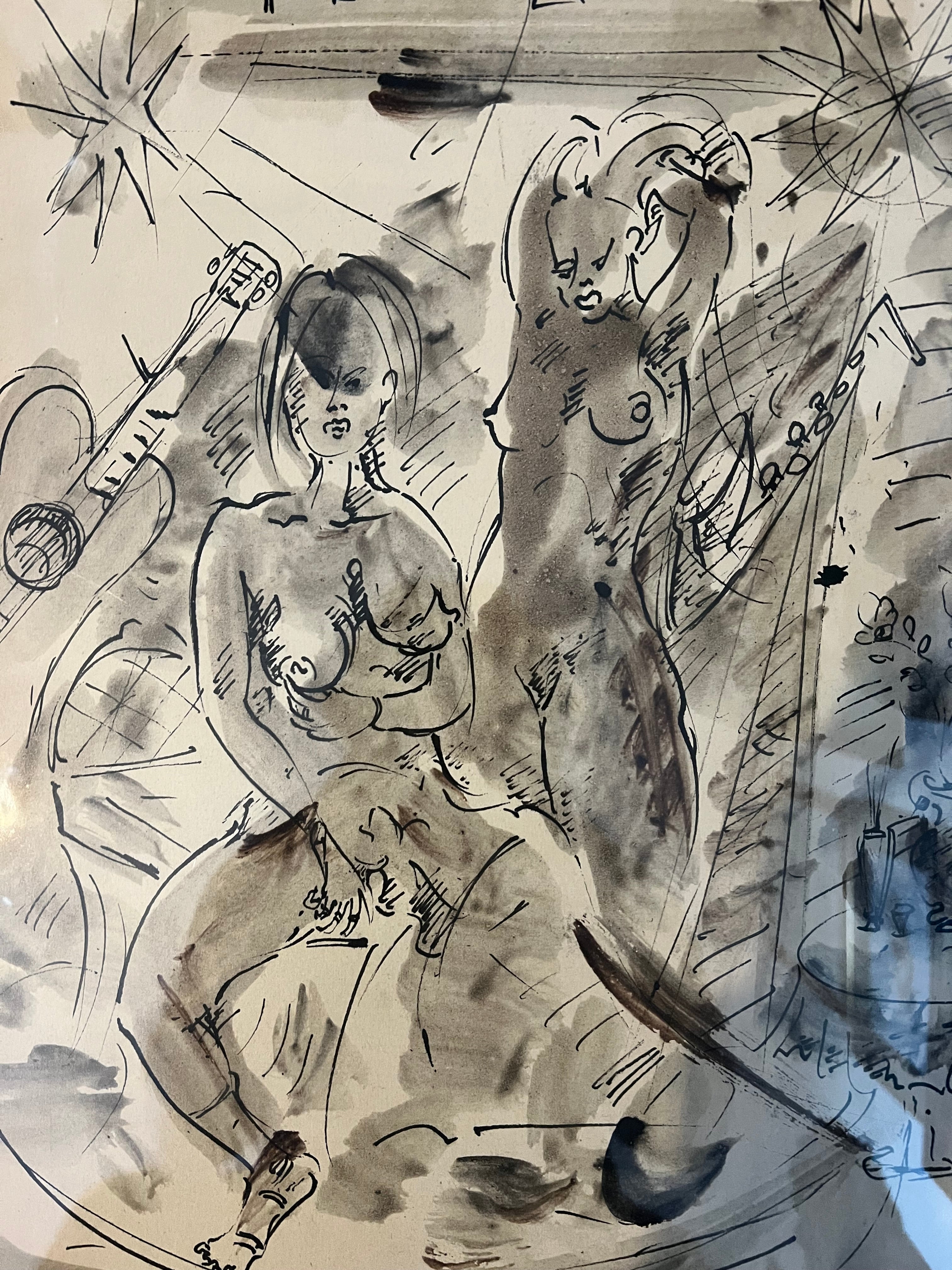 A. Calabrò Palumbo Ink & Wash Picture Dated 1978