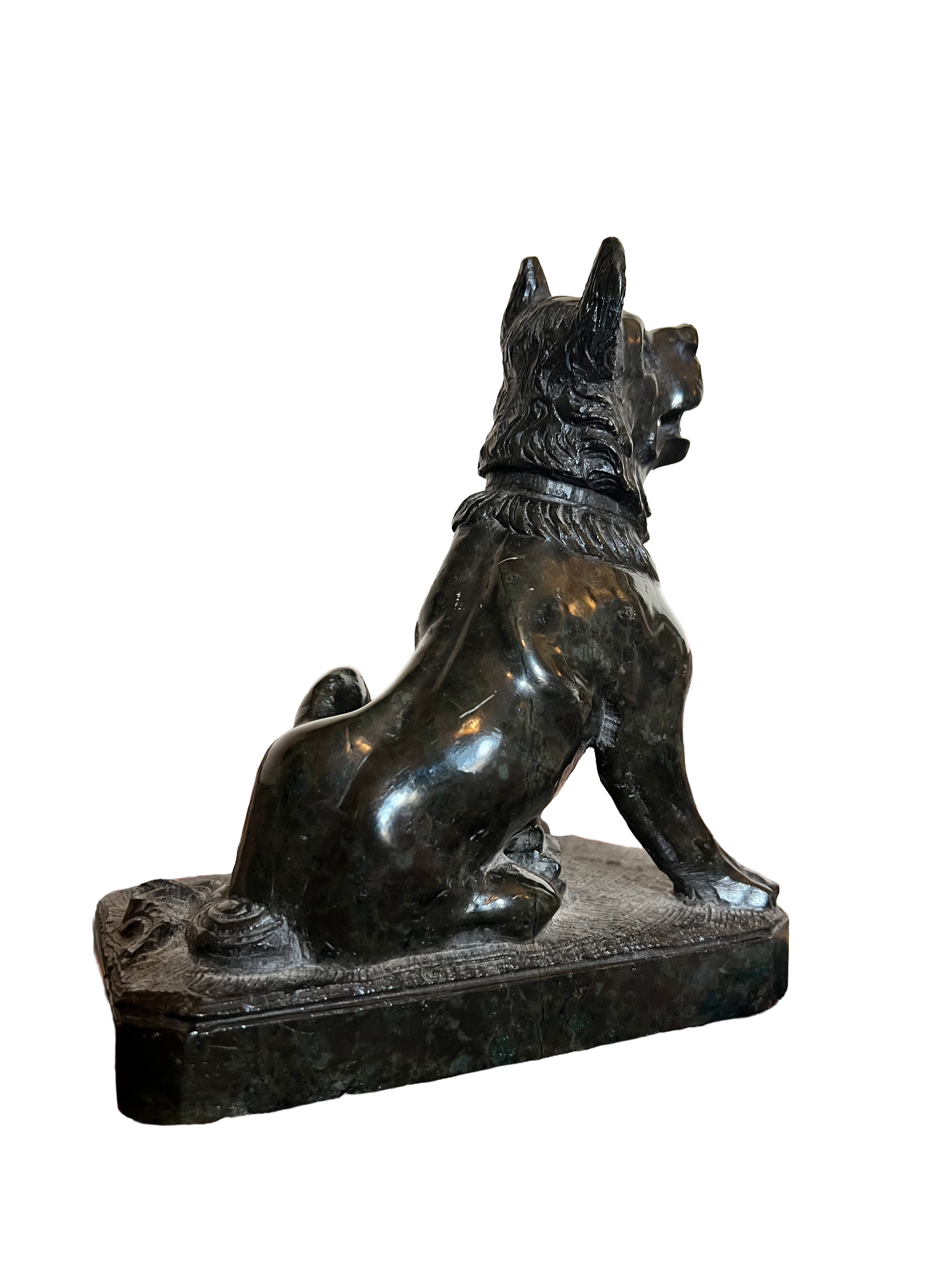 Antique 19th Century Grand Tour Serpentine Figure Dog of Alcibiades