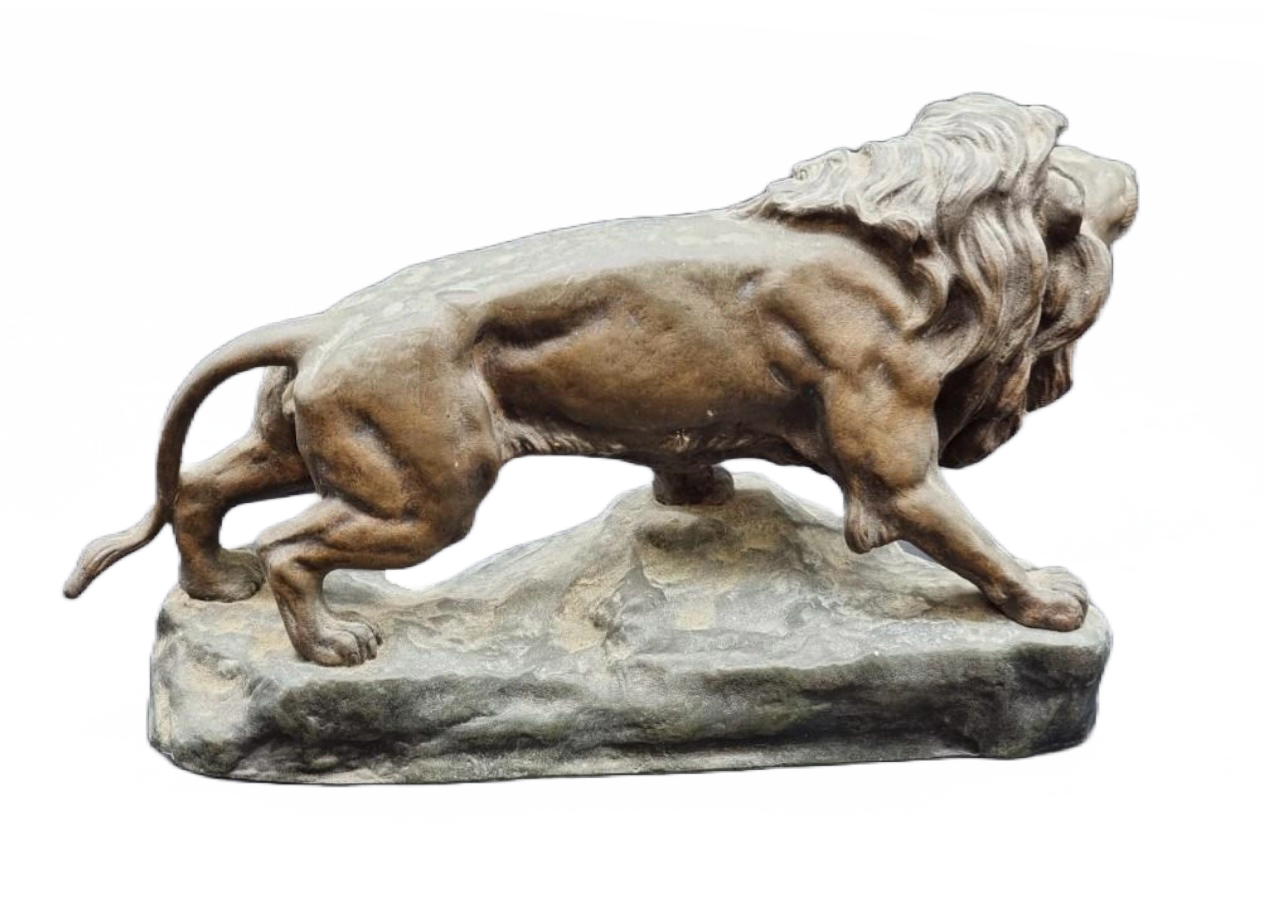 Jean-Baptiste Descomps Bronze Sculpture “Lion Rugissant” Signed