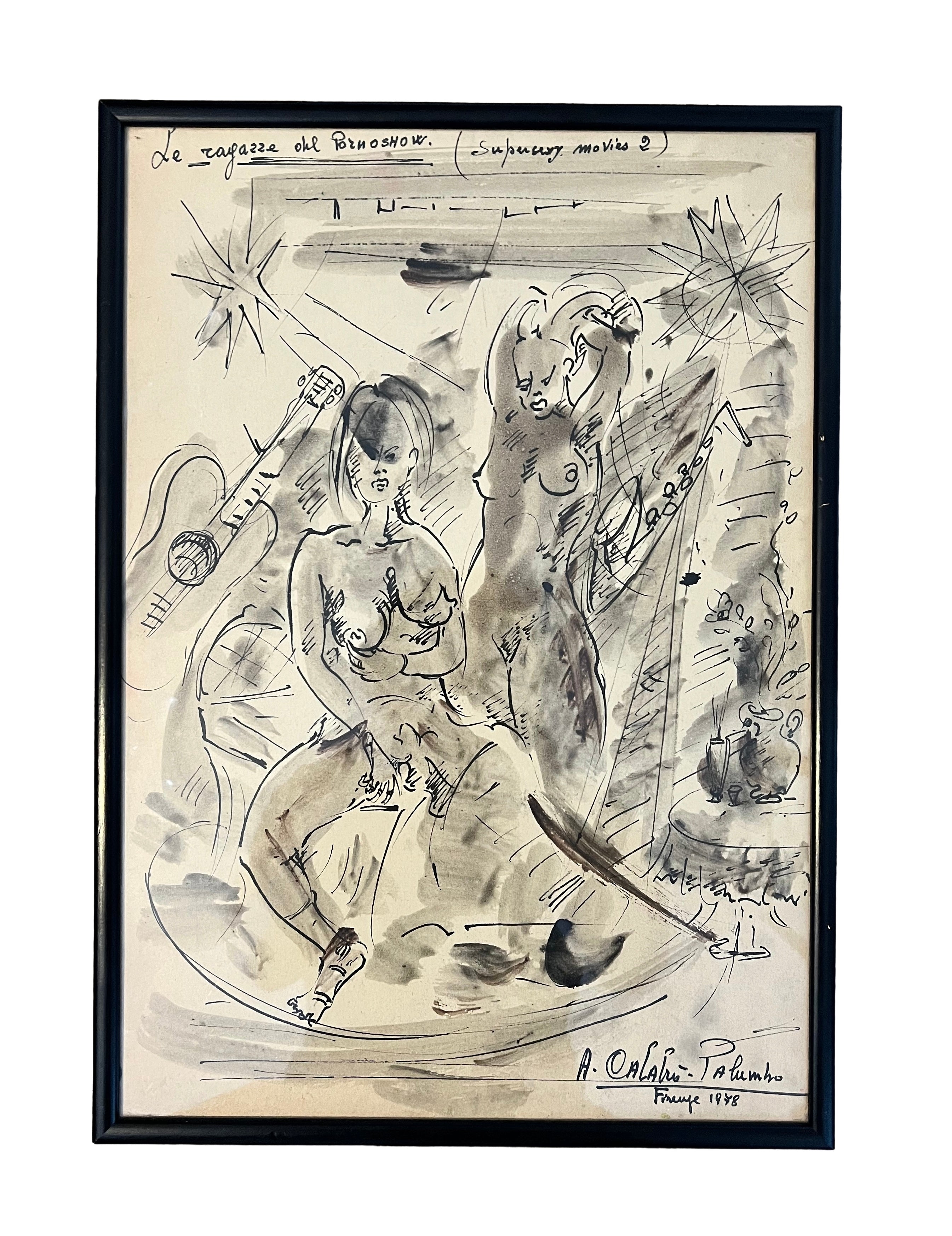 A. Calabrò Palumbo Ink & Wash Picture Dated 1978